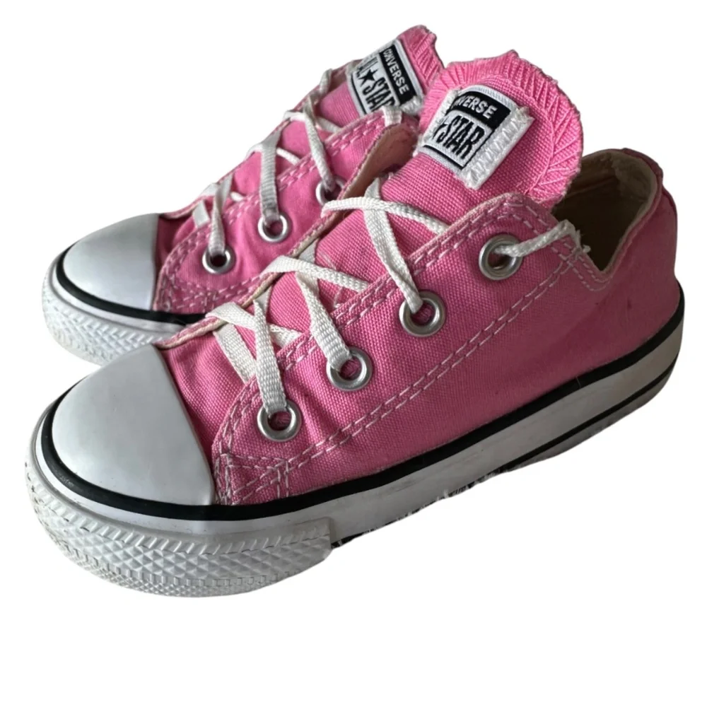Converse All Star Shoes Sneakers Toddler Girls Sz 7 Pink White Lo Top